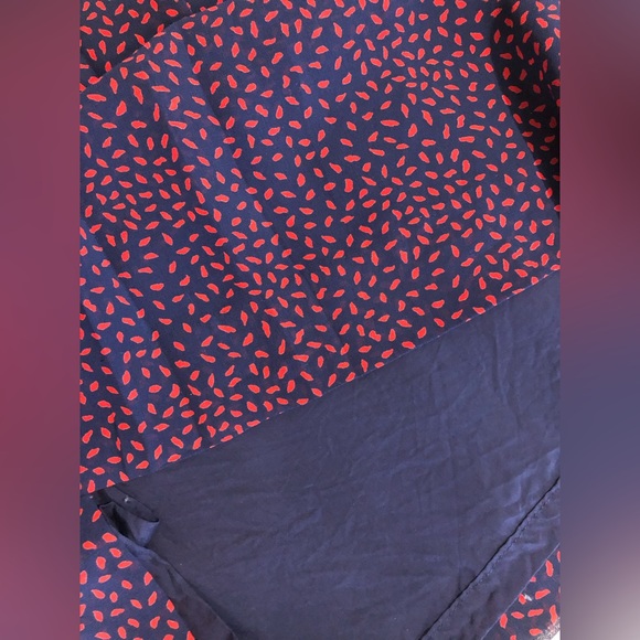 Vintage midi dress in blue with red dotted pattern - fits like Med - Picture 10 of 11